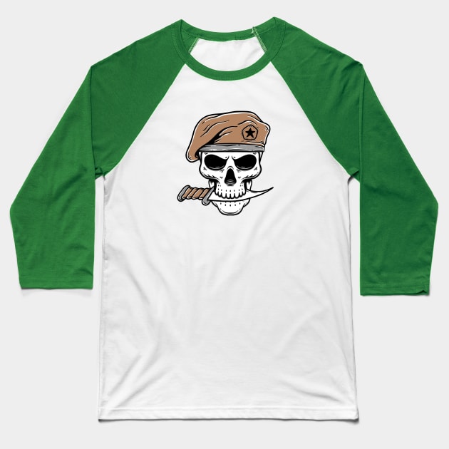 Skull Soldier Army with Knife Baseball T-Shirt by Pongatworks Store